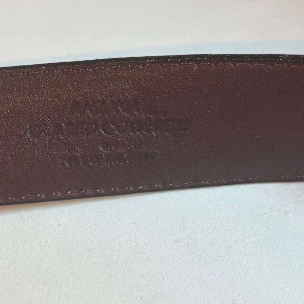 Brighton Mens Glazed Cordovan Burgundy Leather Belt Gold Buckle 44 X1813